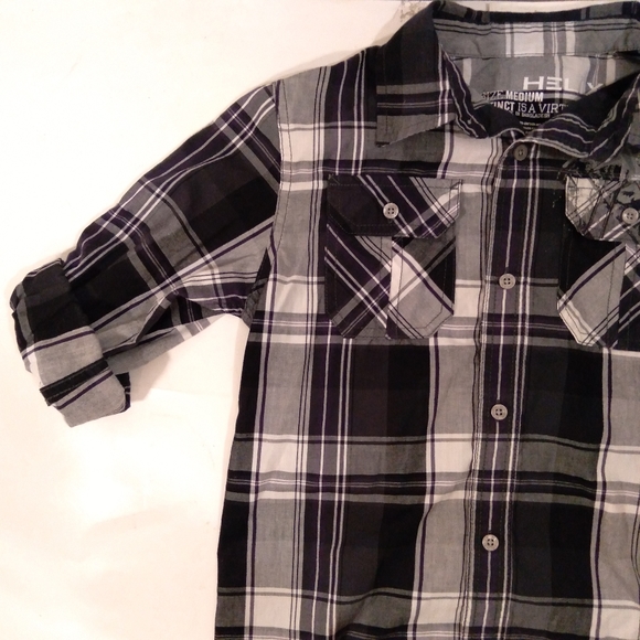 Helix boys M medium black button down graphic print - Picture 4 of 9